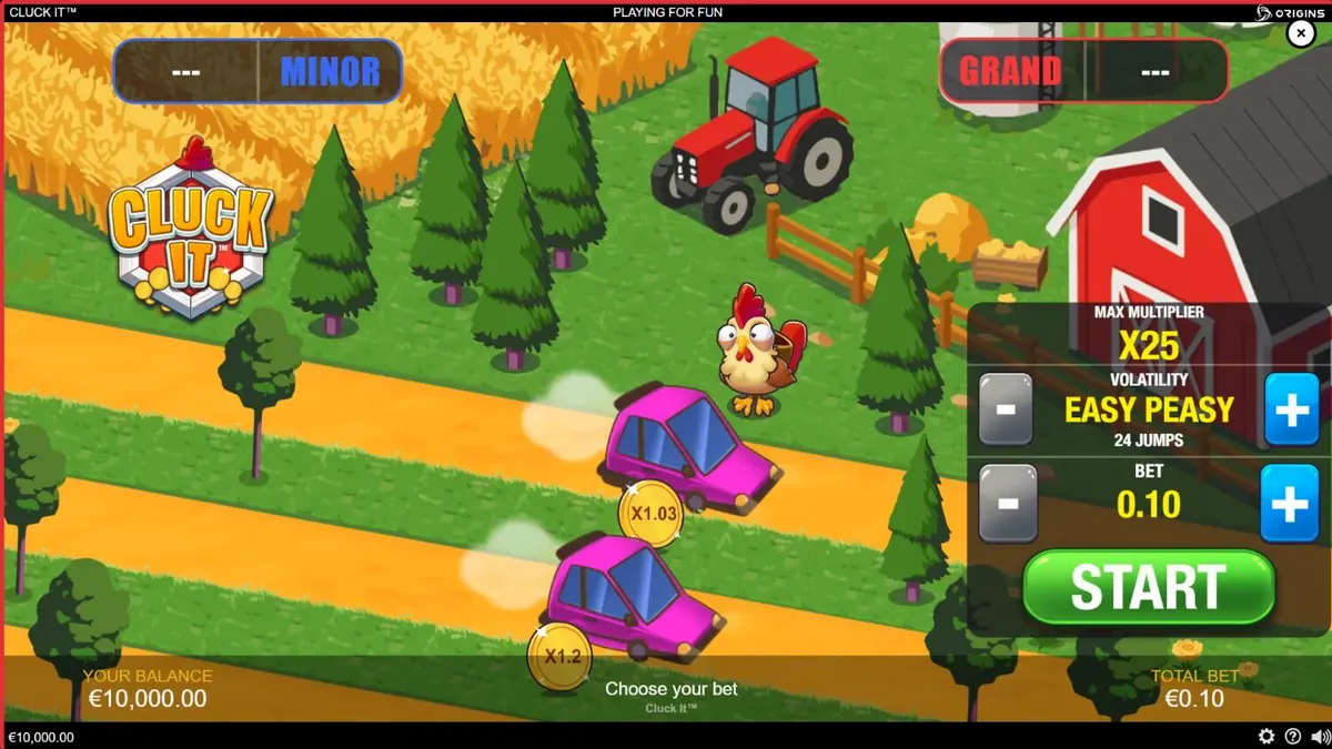 Ayam lucu dalam permainan slot bertema peternakan Cluck It
