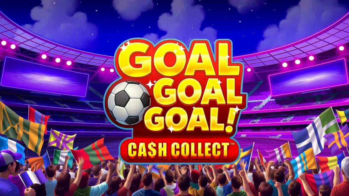 Tampilan visual slot Goal Goal Goal: Cash Collect dengan tema stadion sepak bola.
